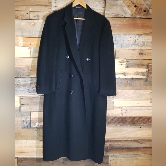 Kasper Other - Casper Cashmere Men Black Long Coat Blend Fabric Wovem In Italy